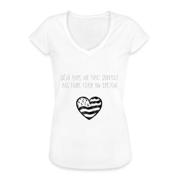 Bretonne - T-shirt vintage Femme - noir - Devant - Danielle (179cm)