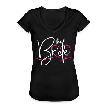 THE BRIDE - JUNGGESELLINNENABSCHIED BRAUT JGA 2026 - Frauen Vintage T-Shirt - Schwarz - Vorne - Danielle (179cm)