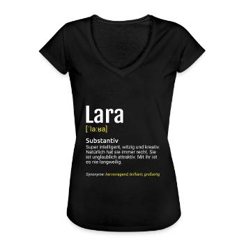 Lara Name Definition - Frauen Vintage T-Shirt - Schwarz - Vorne - Danielle (179cm)