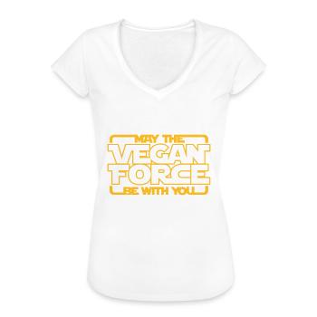 may the Vegan Force be with you - Vegan - Veganer - T-shirt vintage Femme - noir - Devant - Danielle (179cm)
