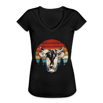 MUHVIEHSTAR MUHVIEHSTAR MUHVIEHSTAR - Frauen Vintage T-Shirt - Schwarz - Vorne