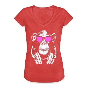 Monkey DJ - Women's Vintage T-Shirt - heather red - Front - Danielle (179cm)