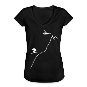 heliskiing, skifahren, freeskiing, Heliboarding - Frauen Vintage T-Shirt - Schwarz - Vorne - Danielle (179cm)