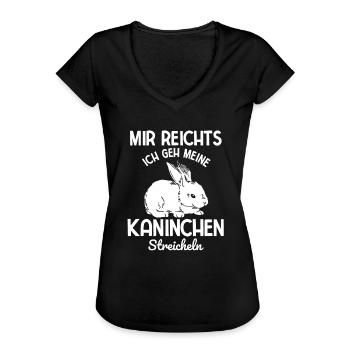 Mir reichts ich geh zu meinen Kaninchen Hasen Gesc - Frauen Vintage T-Shirt - Schwarz - Vorne