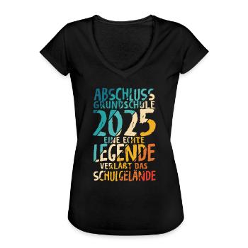 Grundschule 2025 Eine Legende Grundschule Abschlus - Frauen Vintage T-Shirt - Schwarz - Vorne - Danielle (179cm)