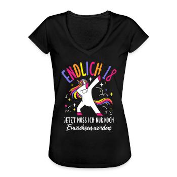 Endlich 18 Jetzt Muss Ich Nur Noch Erwachsen Werde - Frauen Vintage T-Shirt - Schwarz - Vorne - Danielle (179cm)