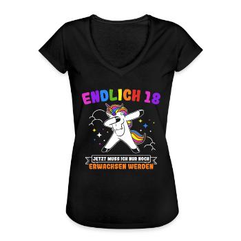 Endlich 18 Jetzt Muss Ich Nur Noch Erwachsen Werde - Frauen Vintage T-Shirt - Schwarz - Vorne - Danielle (179cm)