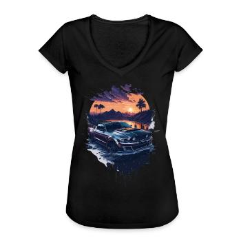 Voiture de sport - T-shirt vintage Femme - noir - Devant - Danielle (179cm)