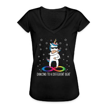 Dancing To A Different Beat Neurodiversity Einhorn - Frauen Vintage T-Shirt - Schwarz - Vorne - Danielle (179cm)