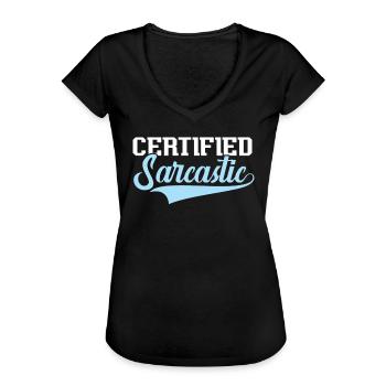 Sarcasme sarcastique certifié Humour Blagues humoristiques - T-shirt vintage Femme - noir - Devant - Danielle (179cm)