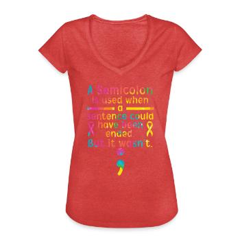 Sensibilisation à la prévention du suicide Santé mentale - T-shirt vintage Femme - rouge chiné - Devant - Danielle (179cm)