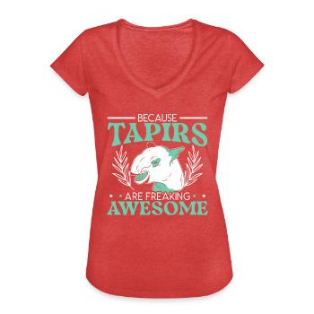 Parce que les tapirs sont effrayants et que les amoureux du tapir - T-shirt vintage Femme - rouge chiné - Devant - Danielle (179cm)
