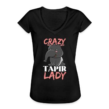 Crazy Tapir Lady Tier Tierpfleger Tapir - Frauen Vintage T-Shirt - Schwarz - Vorne - Danielle (179cm)
