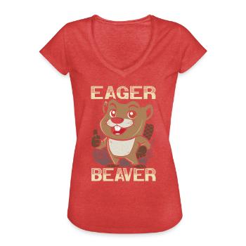 Eifriger Biberflüsterer Wildtier Tier Nagetier - Frauen Vintage T-Shirt - Rot meliert - Vorne - Danielle (179cm)