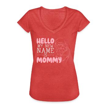 Bonjour Mon nouveau nom est maman maternité fête des mères - T-shirt vintage Femme - rouge chiné - Devant - Danielle (179cm)