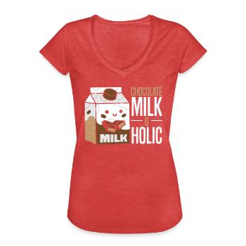 Chocolate Milk O Holic Choco Drink Chocolate - Women's Vintage T-Shirt - heather red - Front - Danielle (179cm)