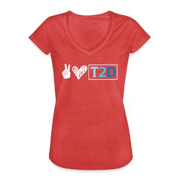 Type 2 Diabetes T2D Warrior Diabetes Awareness - Women's Vintage T-Shirt - heather red - Front - Danielle (179cm)