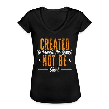 Created To Preach The Gospel Not Be Silent Pastor - Women's Vintage T-Shirt - black - Front - Danielle (179cm)