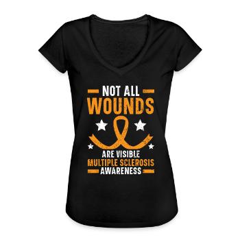 Nicht alle Wunden sind sichtbar Multiple Sklerose - Frauen Vintage T-Shirt - Schwarz - Vorne - Danielle (179cm)