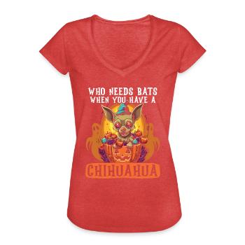 Chihuahua Halloween Welpe Süßes oder Saures Hundeliebhaber - Frauen Vintage T-Shirt - Rot meliert - Vorne - Danielle (179cm)
