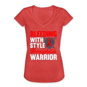 Hemophilie Warrior Disorder Sensibilisation à l’hémophilie - T-shirt vintage Femme - rouge chiné - Devant - Danielle (179cm)