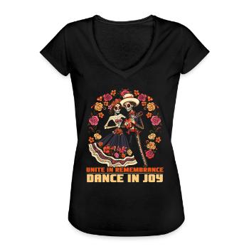 Dia De Los Muertos Sugar Skull Mexikanischer Feiertag - Frauen Vintage T-Shirt - Schwarz - Vorne - Danielle (179cm)