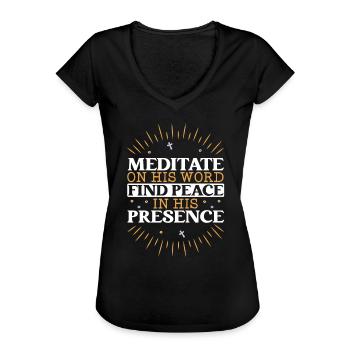 Méditation chrétienne Jésus Yoga Zen Christianisme - T-shirt vintage Femme - noir - Devant - Danielle (179cm)