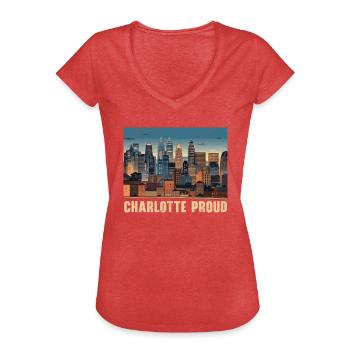 Charlotte, Caroline du Nord, États-Unis, États-Unis - T-shirt vintage Femme - rouge chiné - Devant - Danielle (179cm)