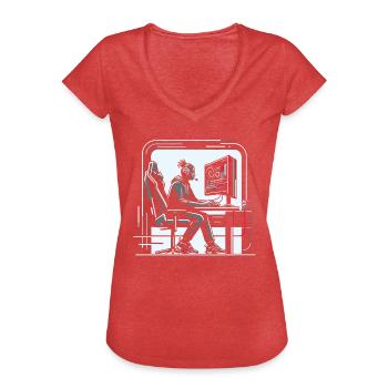 Speedrunning Joueur de jeux vidéo Gamer Gaming - T-shirt vintage Femme - rouge chiné - Devant - Danielle (179cm)