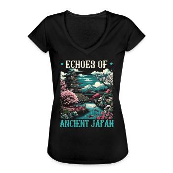 Culture féodale du Japon Histoire des kanji japonais - T-shirt vintage Femme - noir - Devant - Danielle (179cm)