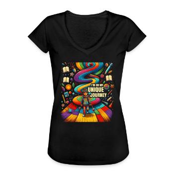 AuDHD Autisme TDAH Spectre autistique Neurodiversité - T-shirt vintage Femme - noir - Devant - Danielle (179cm)