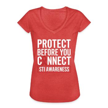 Sensibilisation aux IST Infections transmissibles sexuellement - T-shirt vintage Femme - rouge chiné - Devant - Danielle (179cm)