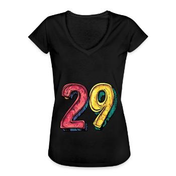 29 Zahl Bunt - Frauen Vintage T-Shirt - Schwarz - Vorne - Danielle (179cm)