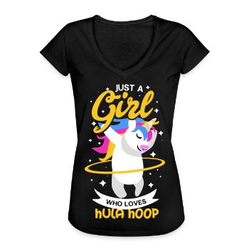 Hula Hoop Einhorn - Frauen Vintage T-Shirt - Schwarz - Vorne - Danielle (179cm)