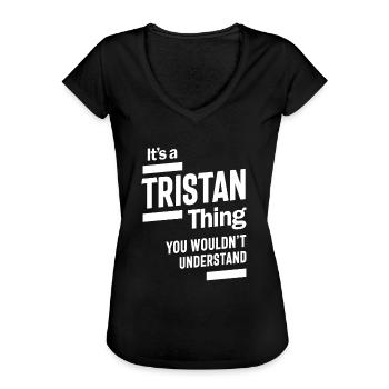 Tristan Personalized Name Birthday - Women's Vintage T-Shirt - black - Front