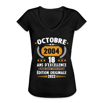 Cadeau D'anniversaire Rétro 18 Ans Octobre 2004 - T-shirt vintage Femme - noir - Devant