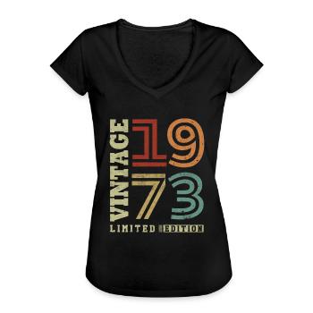 Vintage 1973 Vintage Cadeau Anniversaire Rétro - T-shirt vintage Femme - noir - Devant - Danielle (179cm)