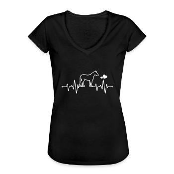 Herzschlag Pferde - Frauen Vintage T-Shirt - Schwarz - Vorne - Danielle (179cm)