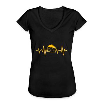 Käse Herzschlag - Frauen Vintage T-Shirt - Schwarz - Vorne