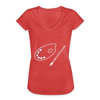 Brush with color palette - Women's Vintage T-Shirt - heather red - Front - Danielle (179cm)