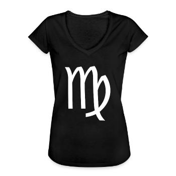 Sternzeichen Jungfrau - Frauen Vintage T-Shirt - Schwarz - Vorne - Danielle (179cm)