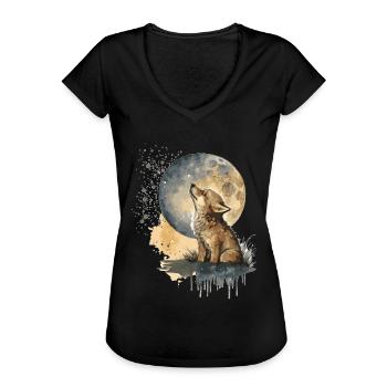 Cub Scout heult den Mond an - Frauen Vintage T-Shirt - Schwarz - Vorne