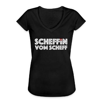 Scheffin vom Scheff | Schweiz, Ski fahren, Fondue - Frauen Vintage T-Shirt - Schwarz - Vorne - Danielle (179cm)