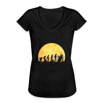 Evolution Drummer Schlagzeuger - Frauen Vintage T-Shirt - Schwarz - Vorne - Danielle (179cm)