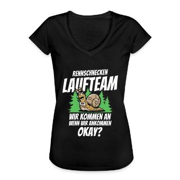 Rennschnecken Laufteam Wir kommen an wenn wir - Frauen Vintage T-Shirt - Schwarz - Vorne - Danielle (179cm)