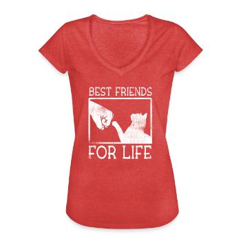Meilleurs amis pour la vie - T-shirt vintage Femme - rouge chiné - Devant - Danielle (179cm)