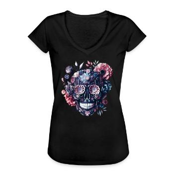 Mexico Skull, Sugar Skull, Sugar Skull - Women's Vintage T-Shirt - black - Front - Danielle (179cm)