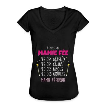 Mamie Idée Cadeau Pour Ma Mamie Parfaite - T-shirt vintage Femme - noir - Devant - Danielle (179cm)