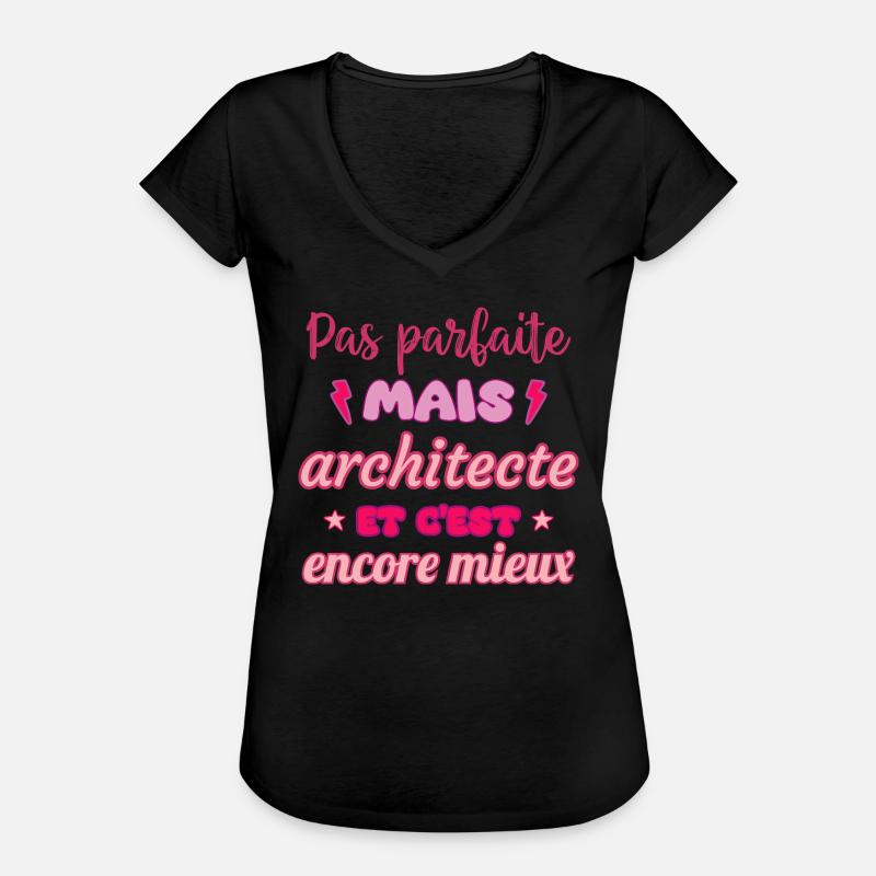 Pas parfaite mais architecte,idée cadeau - T-shirt vintage Femme - noir
