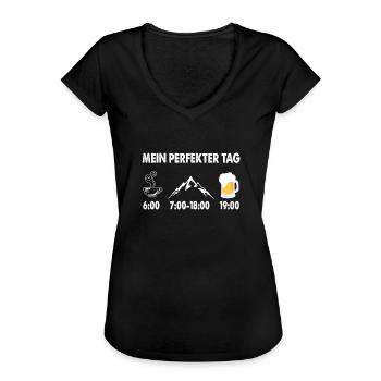 Mein Perfekter Tag Bier Berge Kaffee Geschenk - Frauen Vintage T-Shirt - Schwarz - Vorne
